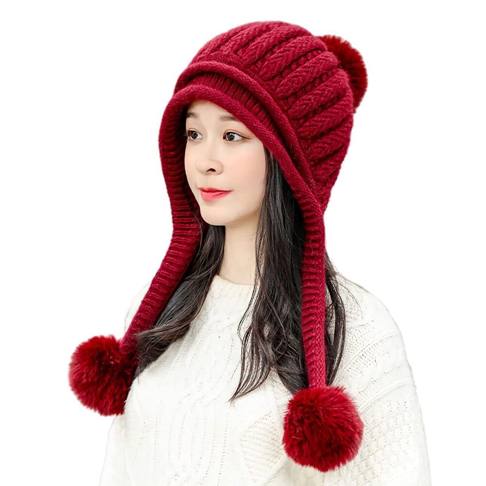 8014 Winter Sherpa Beanie Hats Knit Ear Flaps Peruvian Cover Ears Warm
